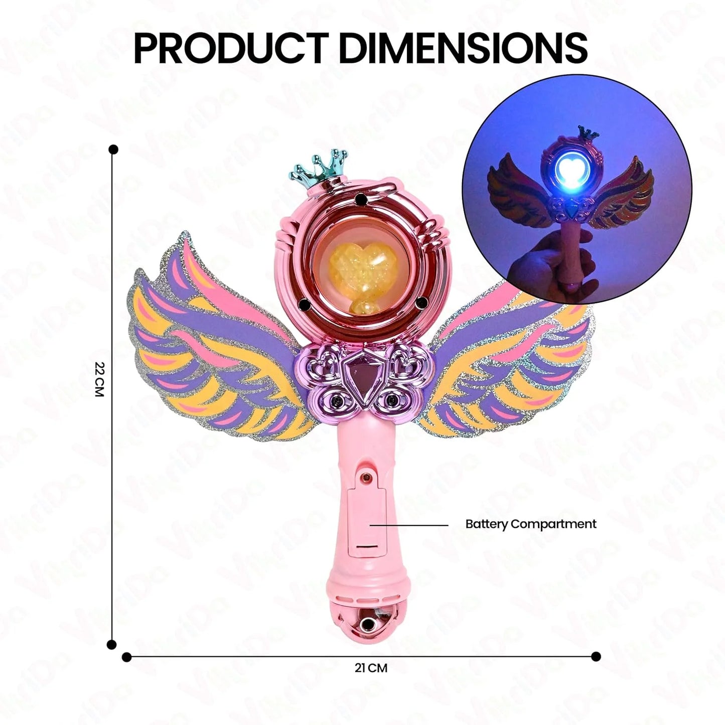 8898A Magical Light-Up Musical Wand for Girls with Flashing Lights & Sound – Birthday Gift for Kids