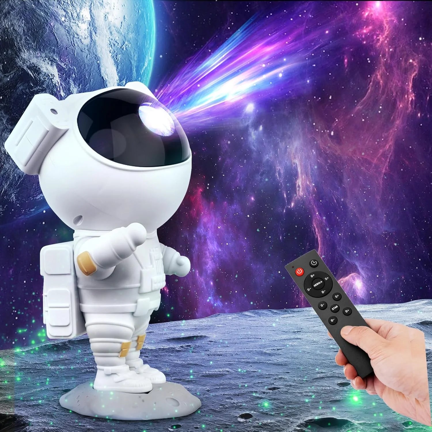 10083 Astronaut Starry Sky Galaxy Projector, Astronaut Star Projector with Timer and Remote Control, 360° Rotatable Head, Adjustable Brightness and Speed,
