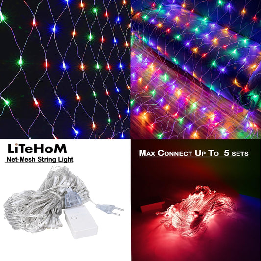 YGD-44  LED Net Mesh String Lights, 6.6Ft X 6.6Ft, 144 LEDs, 8 Modes Diwali Decor with Diwali Lights for Home Decoration! LED Diwali Light, LED Lights for Home Decoration (Multi Net Light)