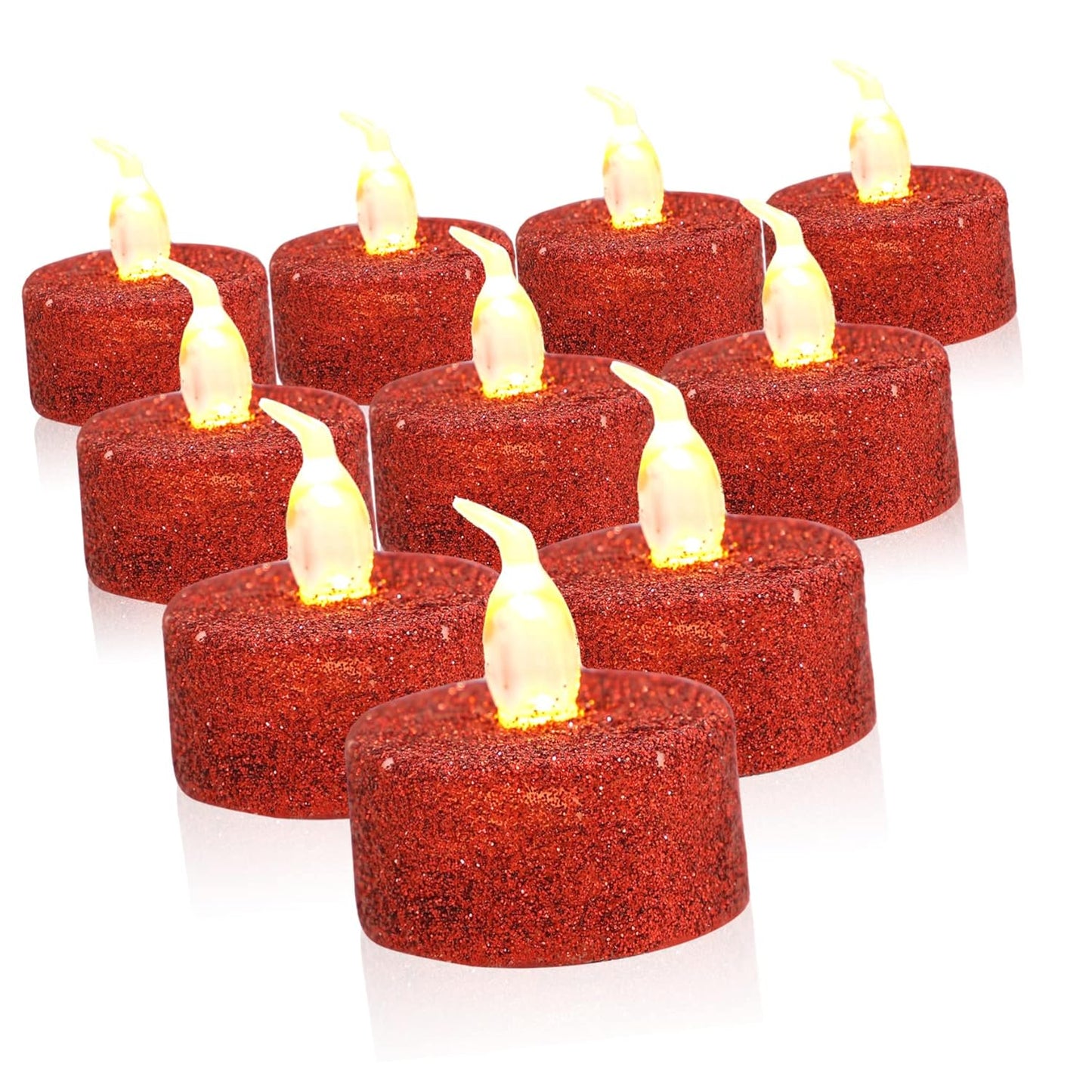 11161 Flameless LED Tea Lights Candles, Battery Operated LED Tea Lights, Gold Glitter Flickering Fake LED Tea Lights, Small Electric Fake Tea Candle Realistics for Wedding Centerpieces
