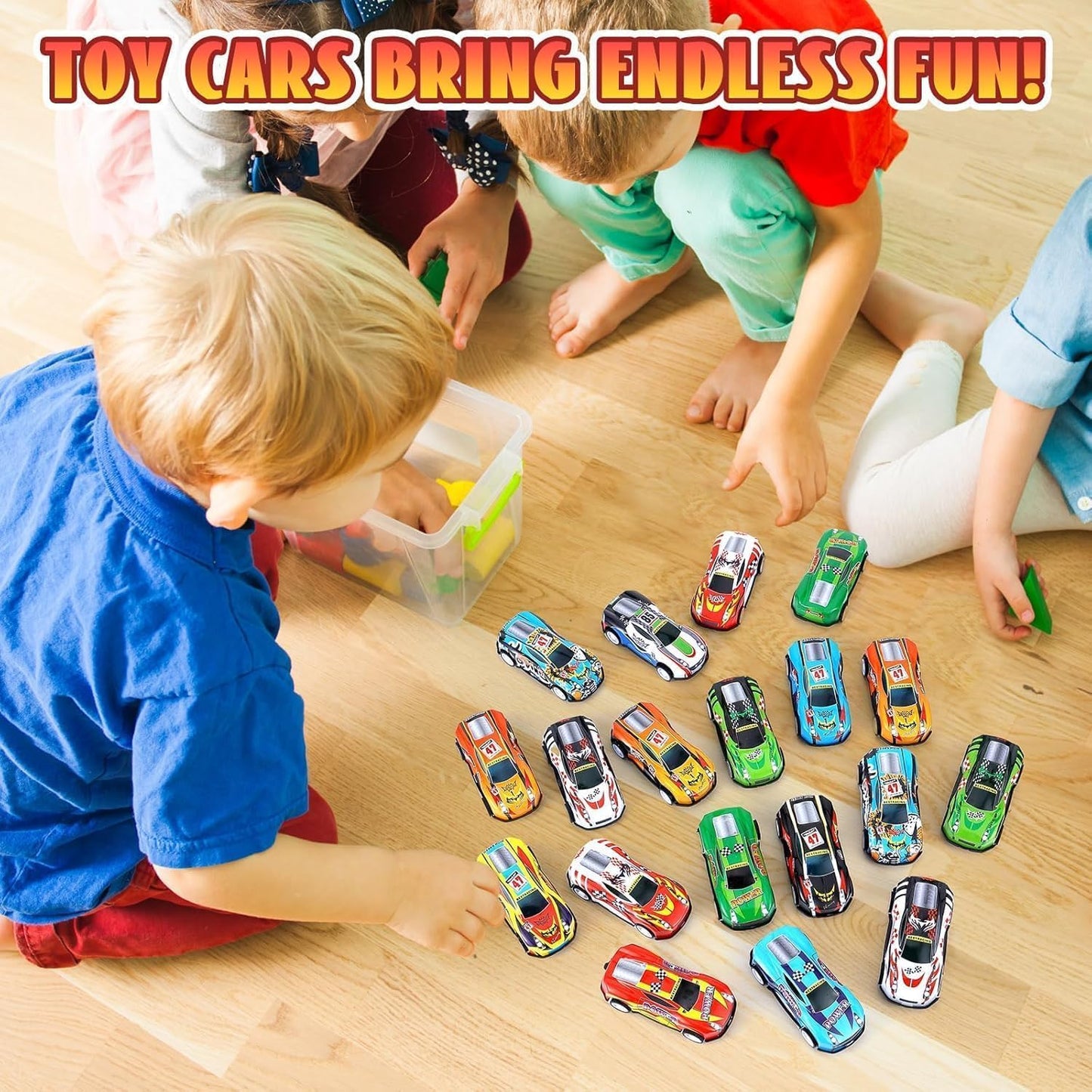 523-242  {24 PCS} Toy Cars Set for Kids | Die Cast Metal Mini Racing Cars with Storage Container Box | Pull Back Toy Vehicles for Boys & Girls