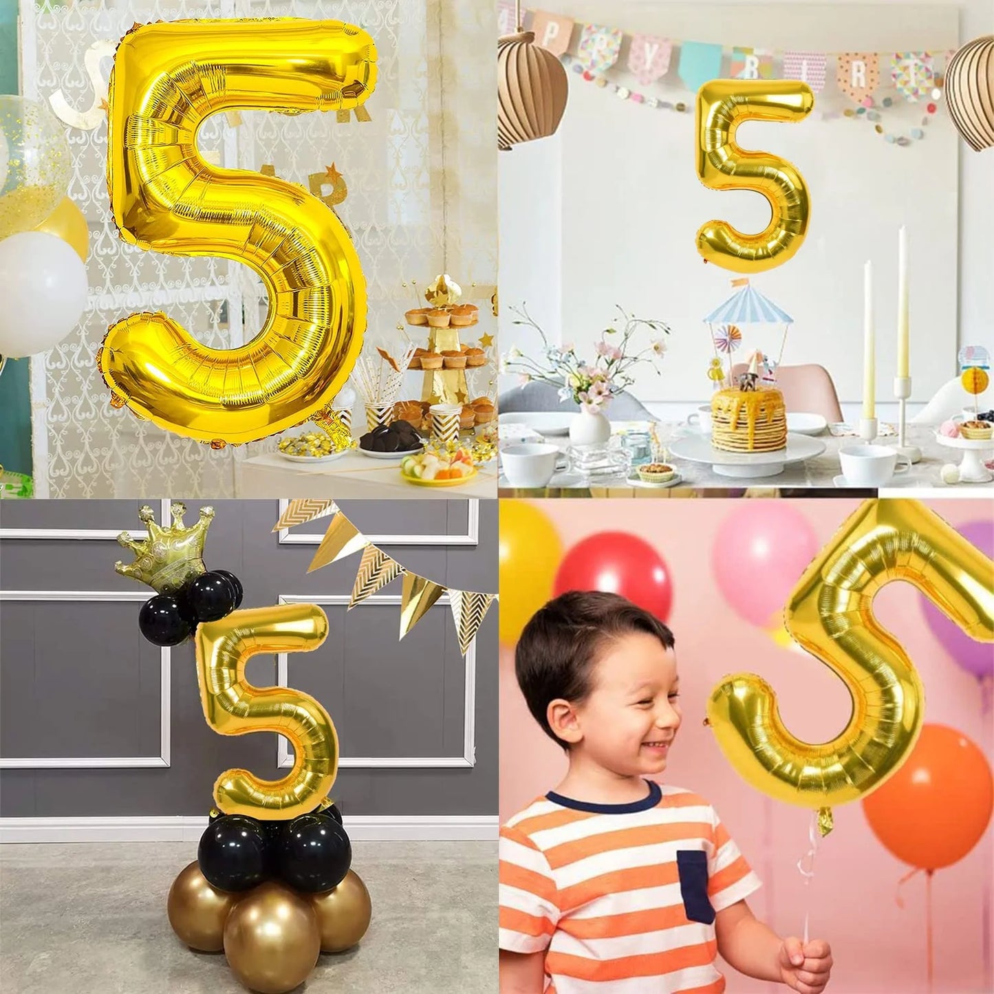 9043 (10 pcs ) Number 5 Foil Gold Foil Balloon