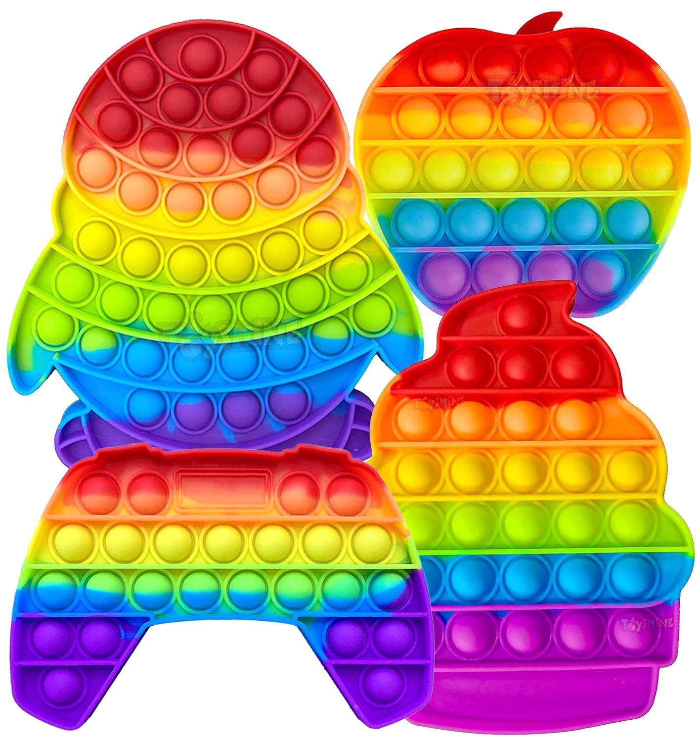 10361 (3 Pcs) Rainbow Pop IT Fidget Toys, Poppet Bubble Popping Sensory Toy for Kids Random Shap