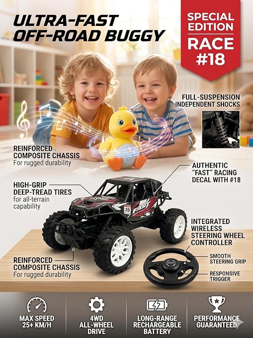 21027 Premium Alloy Rock Crawler - Rechargeable Remote Control Car Toy with Off-Road RC 2WD Monster Truck Gift for Kids Boys and Girls Age 4-12+ (2 colour available)