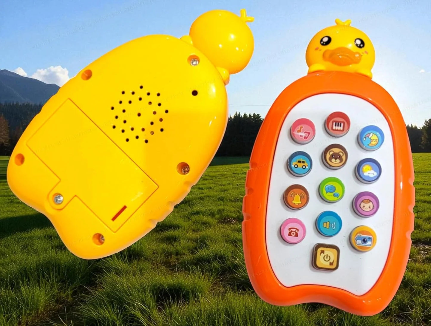 11175 Animal Musical Phone Toy with Light-Up Keys, Sound Effects, Children’s Songs, Educational Learning Toy for Kids 1Pc {Duck – Random Colour}