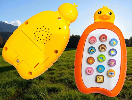 11175 Animal Musical Phone Toy with Light-Up Keys, Sound Effects, Children’s Songs, Educational Learning Toy for Kids 1Pc {Duck – Random Colour}