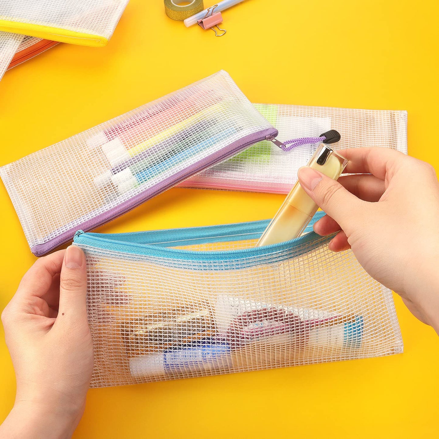 20631 {12 Pack} Mesh Zipper Pouch Document Waterproof Zip File Bags Plastic Zipper Pouch