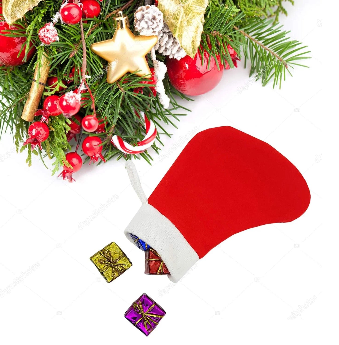 8073 (2 Pcs) Christmas Santa Socks Candy Gift Bag 13 cm