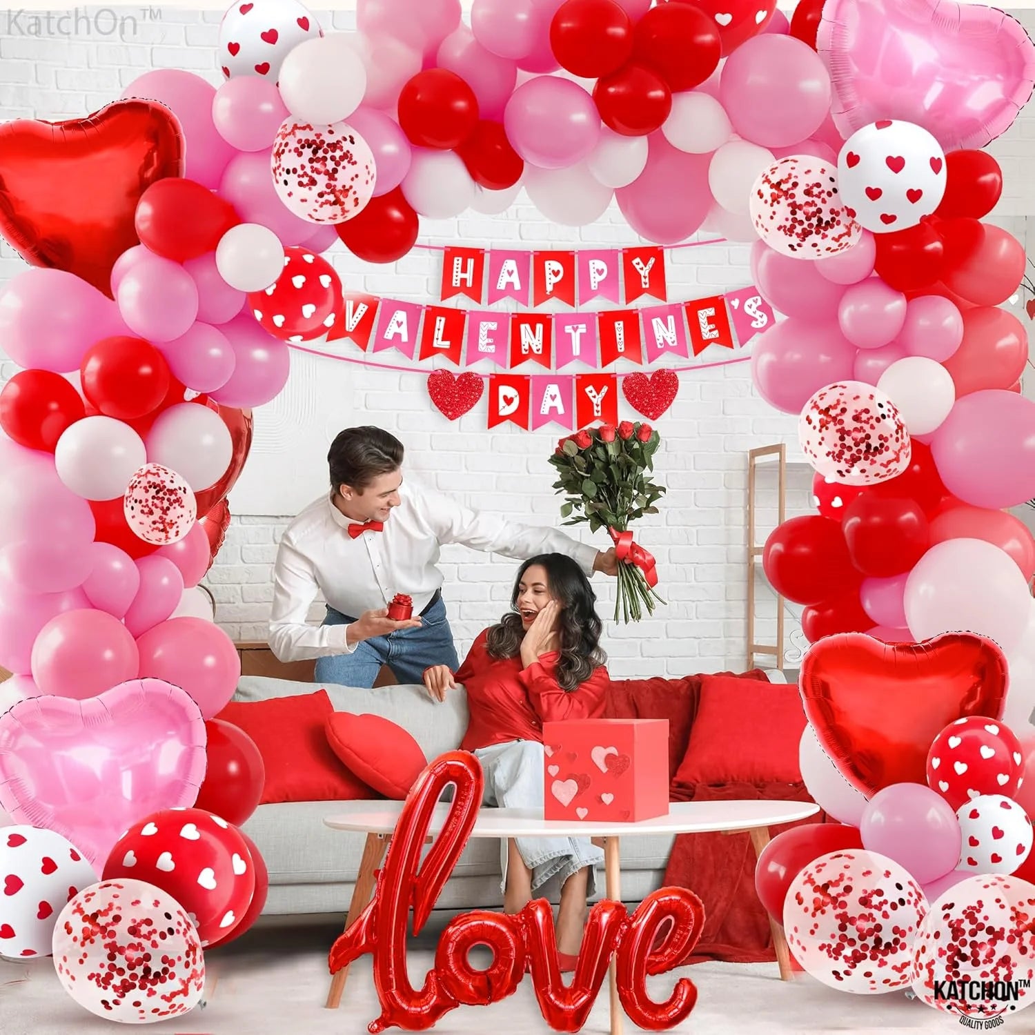 10257 Happy Valentined Day Red and Pink Balloon Set