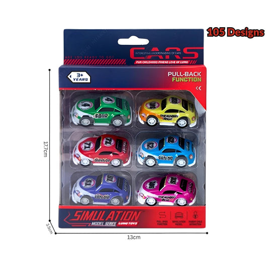 LMI-399-359K6 (Set of 6) Mini Pull Back Toy Cars for Kids – Colorful Die-Cast Simulation Vehicles,Friction Powered Racing Cars,Multicolor,Fun & Safe Toy for Toddlers and Kids