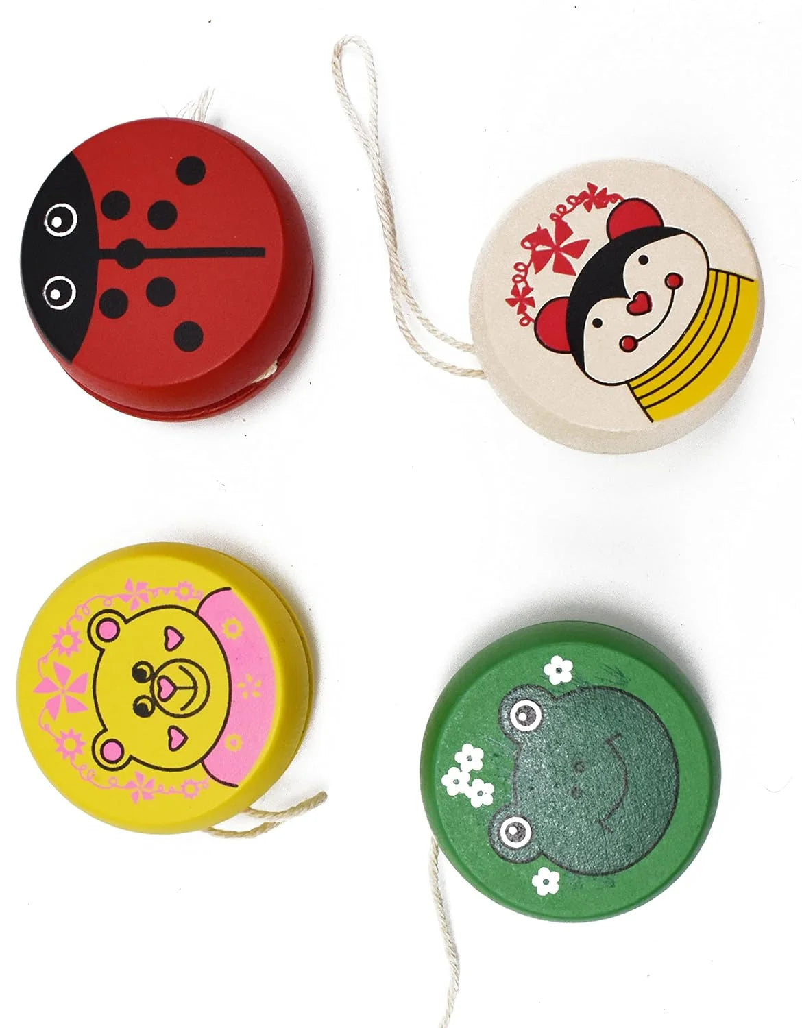 8049 Wooden Yoyo Spinner Toys for Kids (Multicolour) Pack of 12