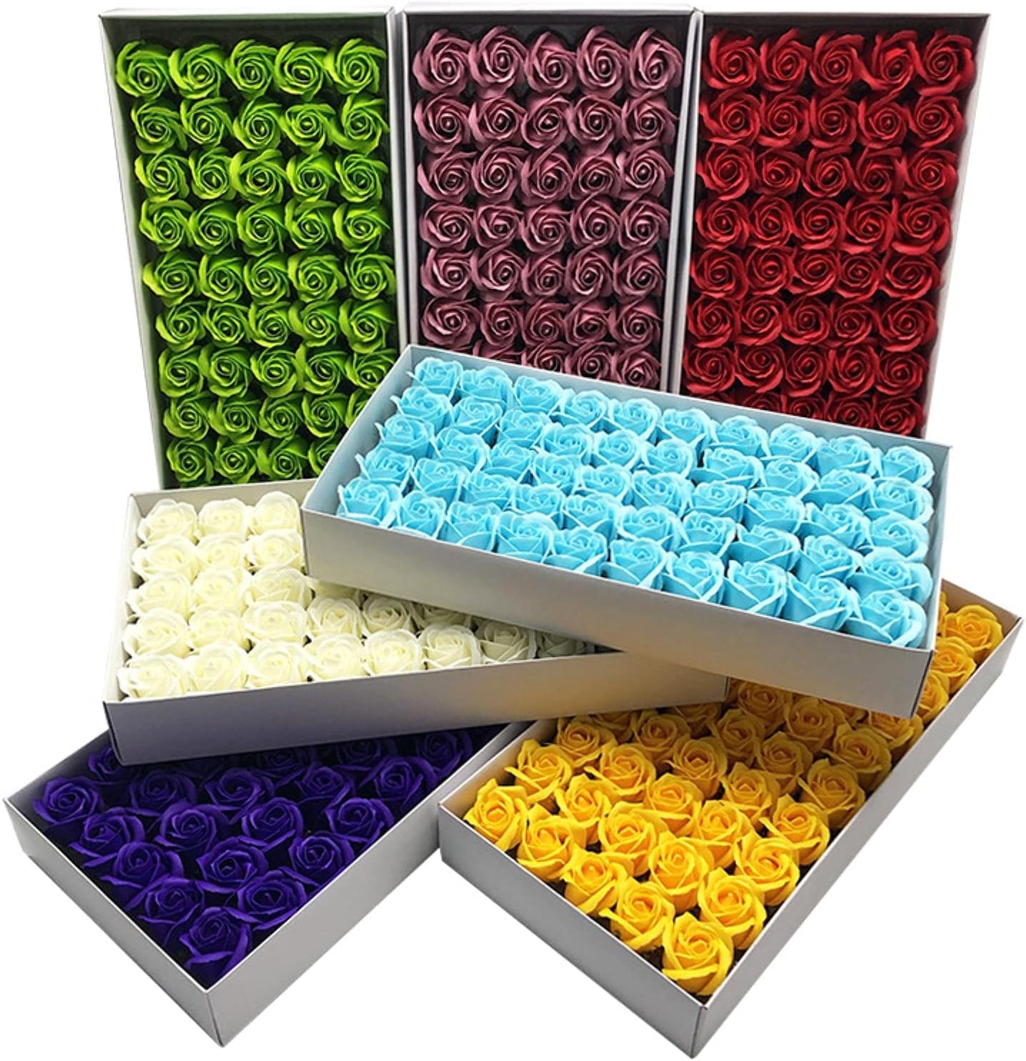 10881 10881 Decor Premium Artificial Rose Box - 50 Scented - Ideal for Decoration, Home/Office Decor, Gifts, Crafts, DIY, Bouquets, Cake Decorating {Multicolour}