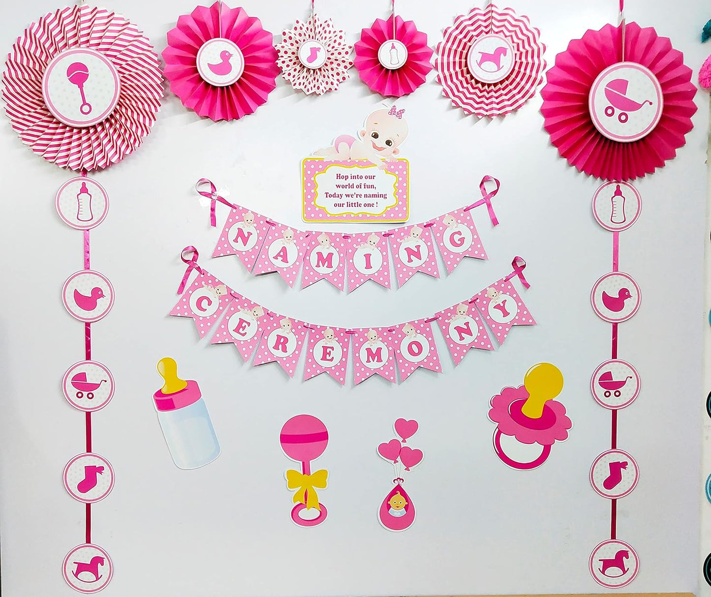 1006 Party Decorz Naming Ceremony Decoration Set 12 Pcs – Baby Naming Ceremony Banner with 11 Paper Cutouts | Traditional Namkaran Function Decoration Kit for Home Celebration