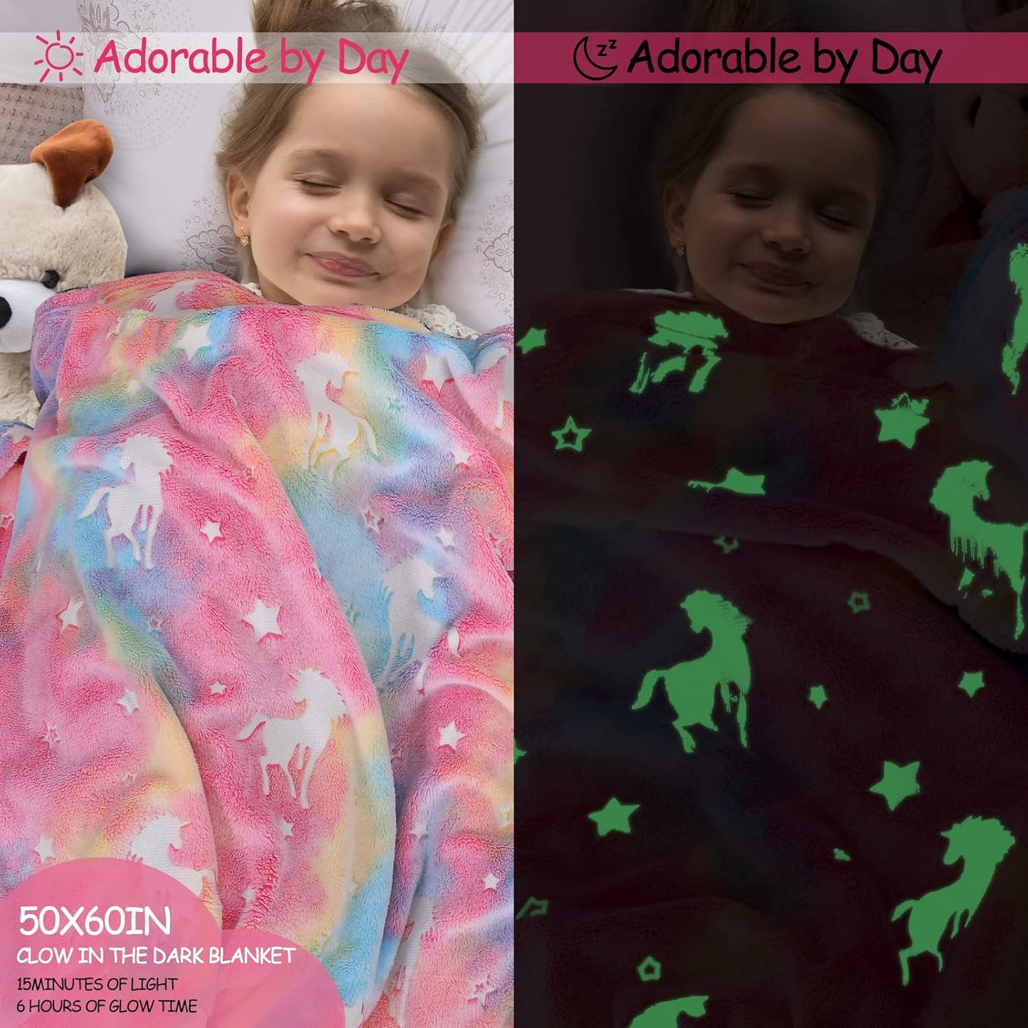 20196 Glow in The Dark Blanket - Random Design Throw Blanket Birthday Gift {Multicolor}