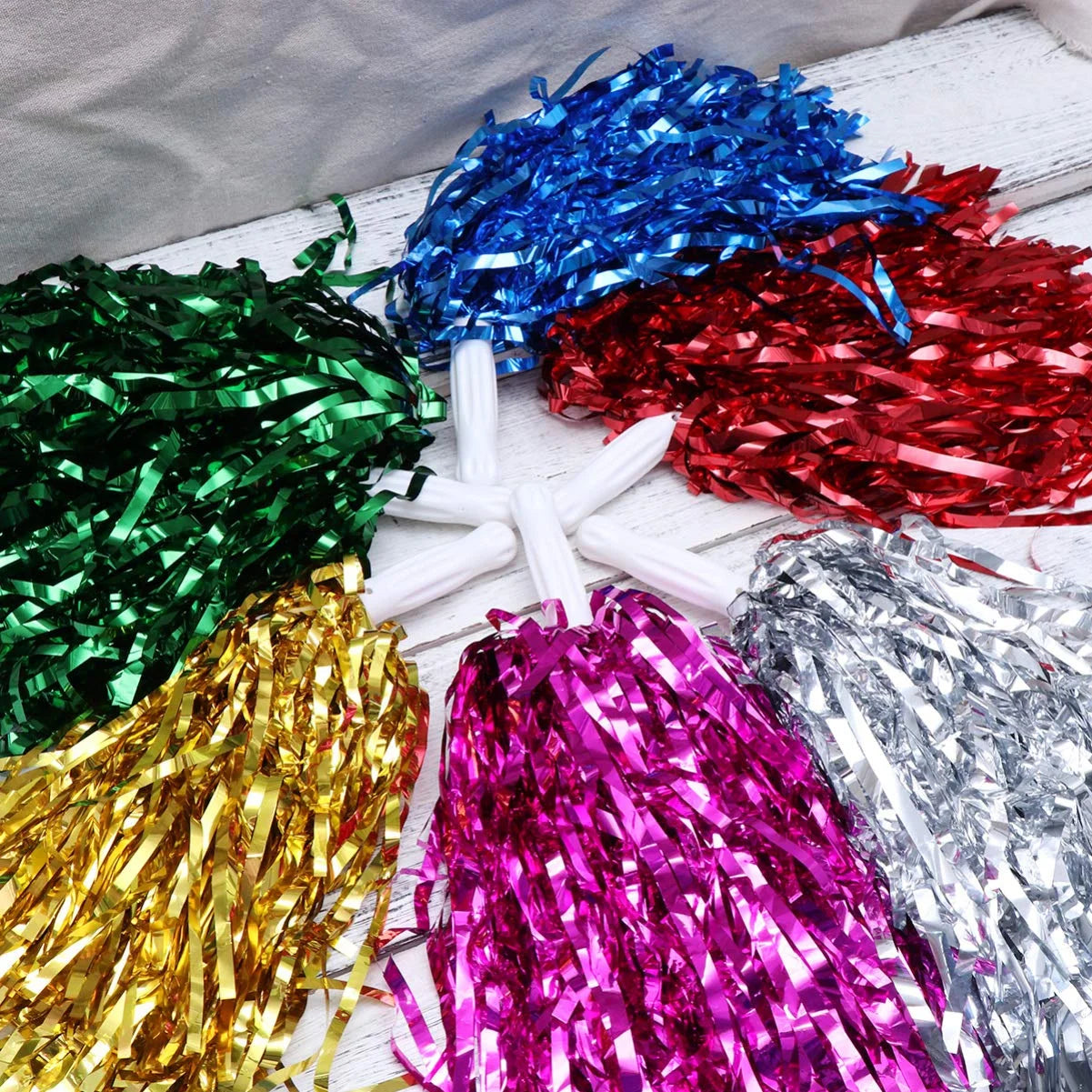 1-8009 (10 pcs ) Handheld Plastic Pom Poms for Party Dance Sports Team