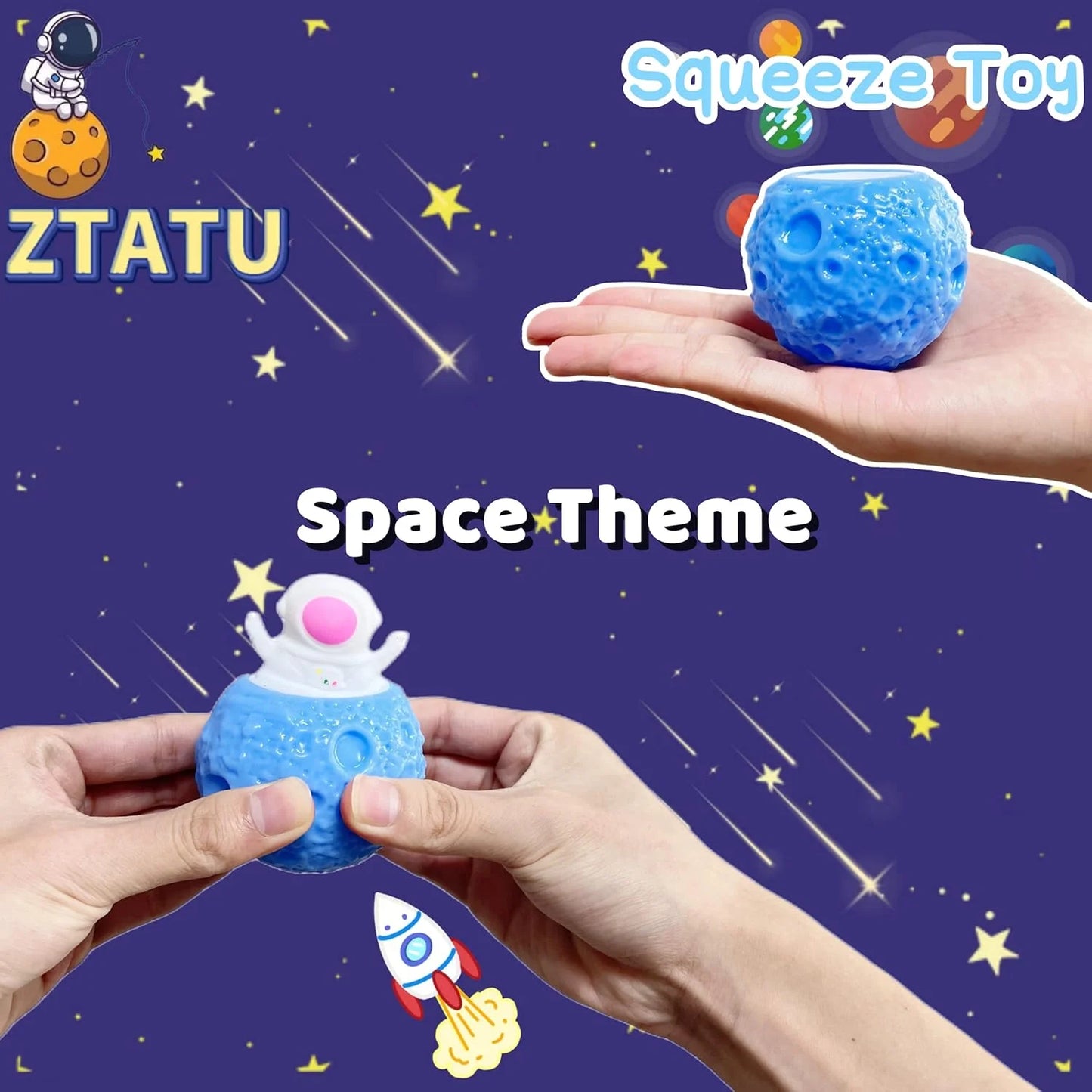 11152 Astronaut Stress Balls for Kids Squishy Fidget Toys Pop It Squeeze Ball, Stress Relief Toys Adults, Party Favors Gifts for Kids {Mukticolour}