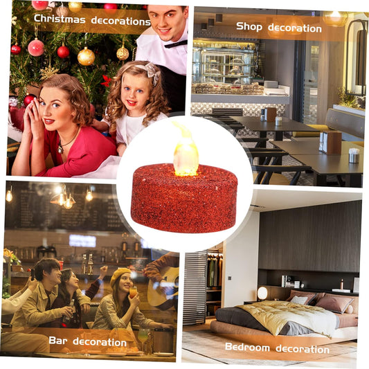 11161 Flameless LED Tea Lights Candles, Battery Operated LED Tea Lights, Gold Glitter Flickering Fake LED Tea Lights, Small Electric Fake Tea Candle Realistics for Wedding Centerpieces