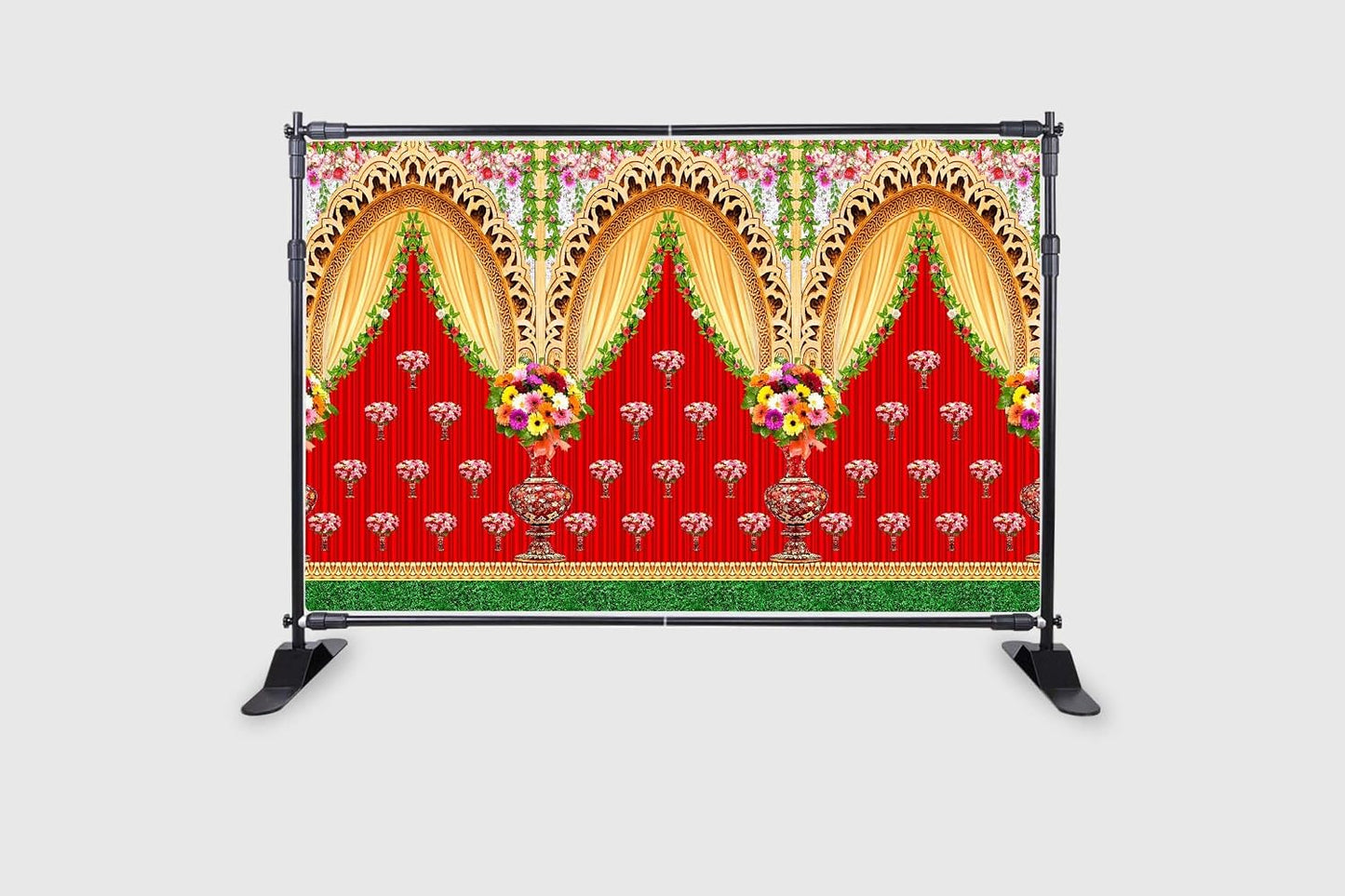 PJD-424 Flower Background Backdrop Curtain for Decoration Backdrop Cloth for Traditional/Background Curtain Cloth for Pooja/Festival Size 5 Feet Height and 8 Feet Width (5 * 8)