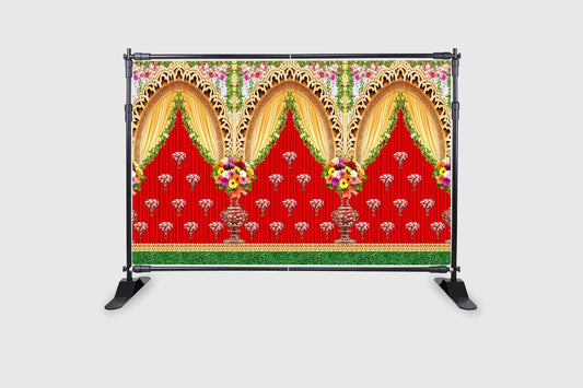 PJD-424 Flower Background Backdrop Curtain for Decoration Backdrop Cloth for Traditional/Background Curtain Cloth for Pooja/Festival Size 5 Feet Height and 8 Feet Width (5 * 8)