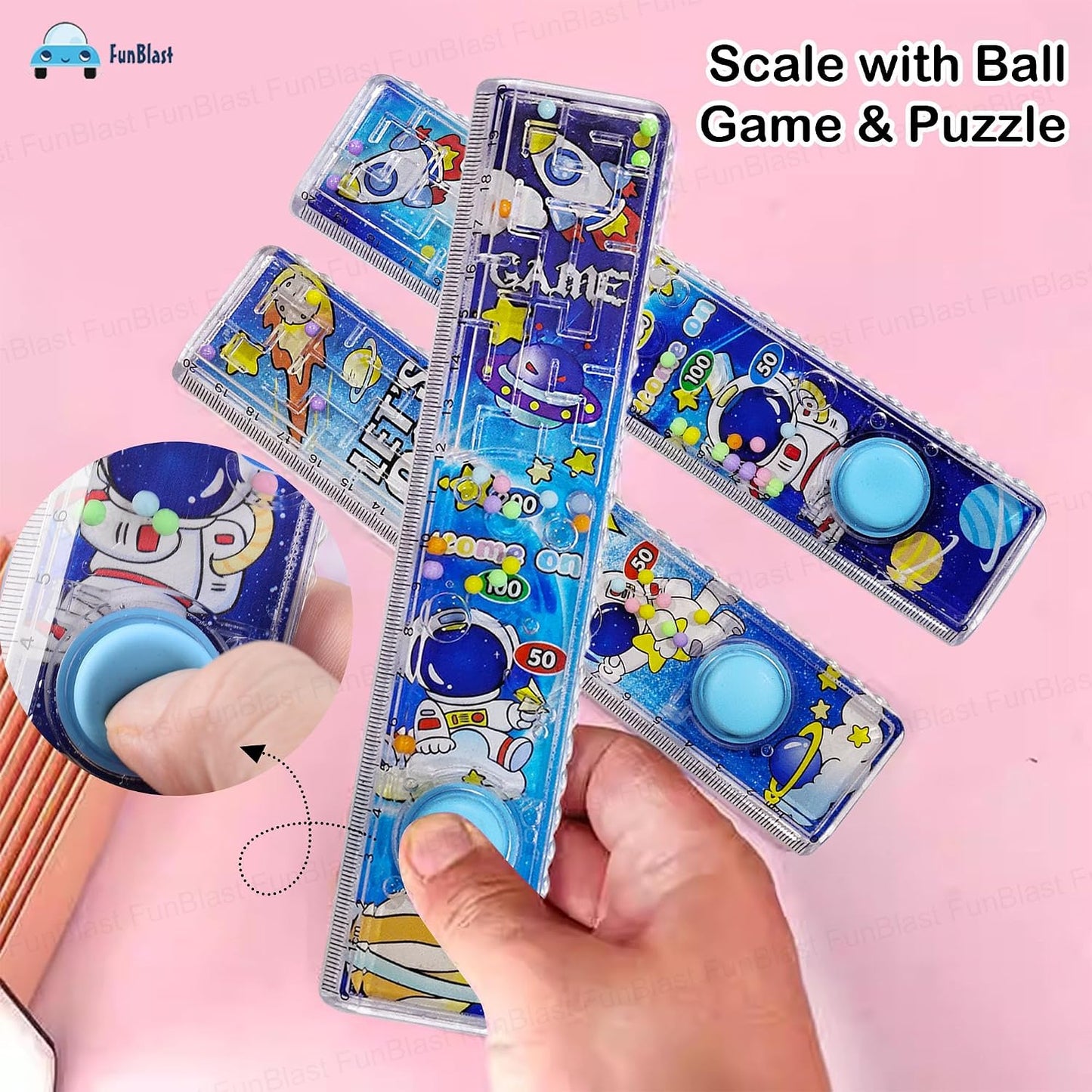 20943 FunBlast Scale Ruler for Kids – 20 Cm Long Scales with Ball Game & Puzzle for Kid, Scales Ruler Set for Students, Stationary Gifts for Kid {Random Design}