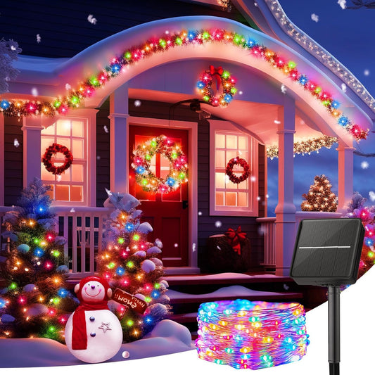 NC-A003 CBK Solar Fairy String Light Outdoor, 39 Ft 100LED with Inbuilt Rechargeable Battery IP65 Waterproof 8 Modes (Copper Wires, Sturdy Quality) for Garden Yard Diwali &Home Decor led Lights(Multi-Colour)