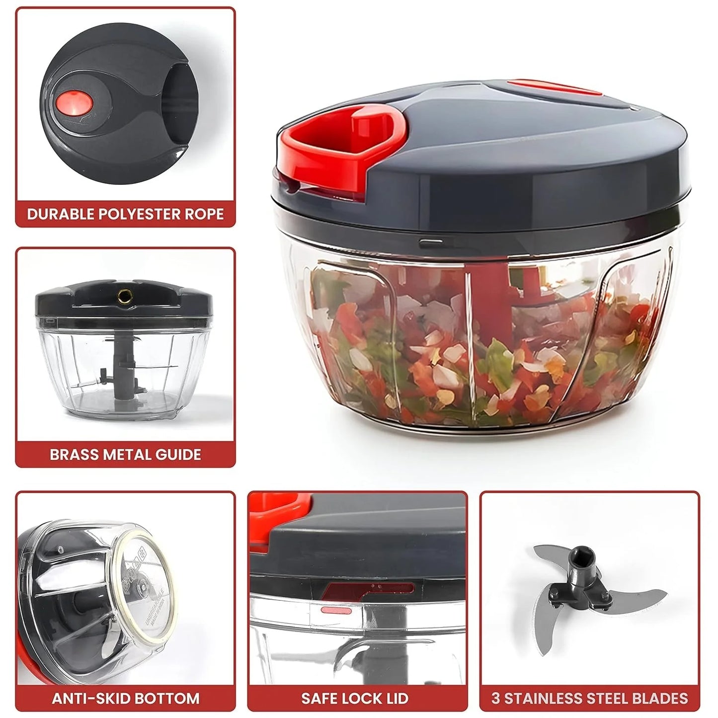 11304 Vegetable Chopper for Kitchen {Random Colour} 550 ml