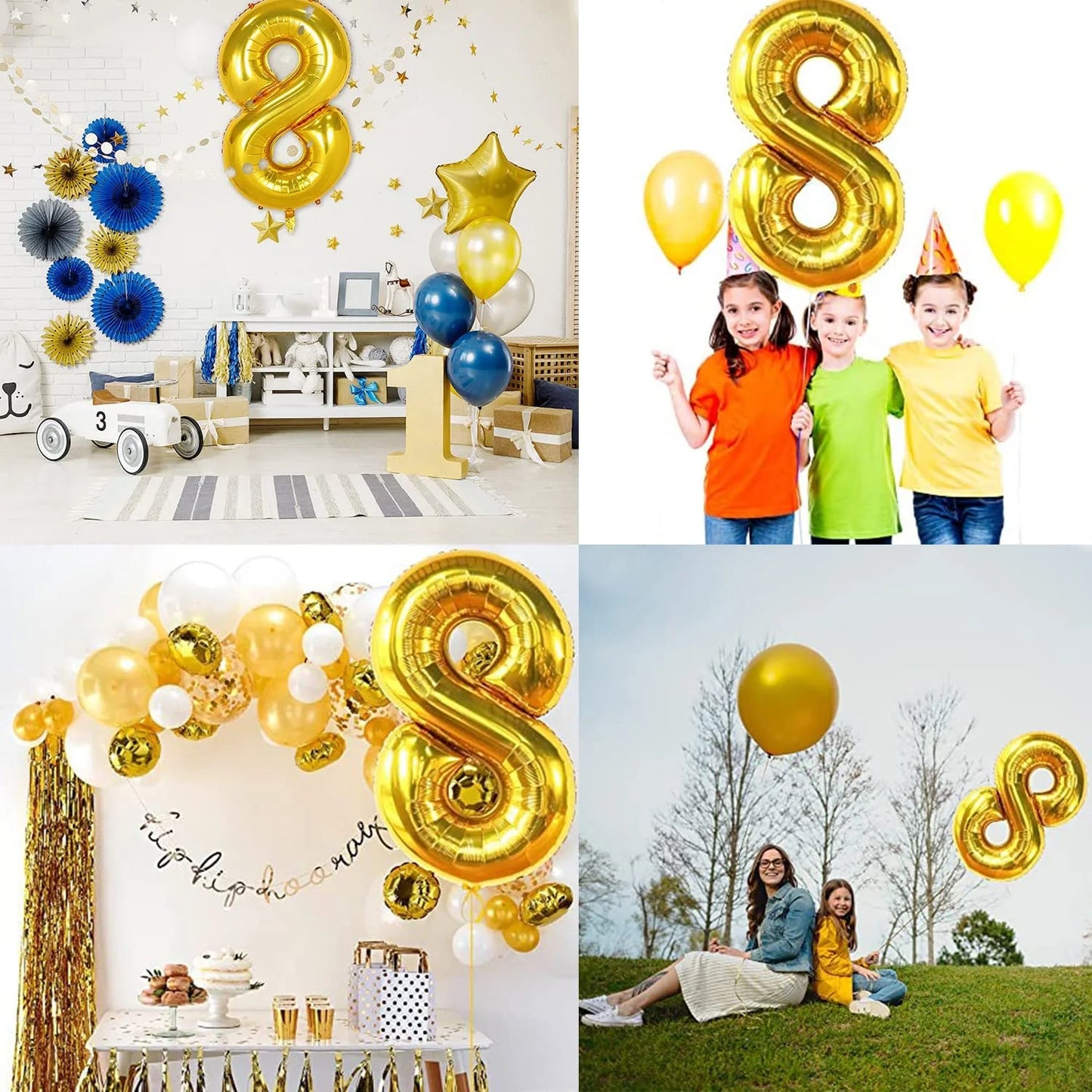9047 (10pcs) Number 8 Foil Golden Balloon