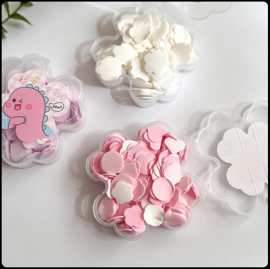 8005 Kids Travel Paper Soap, Flower-Shaped Container, Paper Soap Disposable Mini Soap Bottle, Scented Soap Bath Sheets Flakes Portable Flower Tube Petals