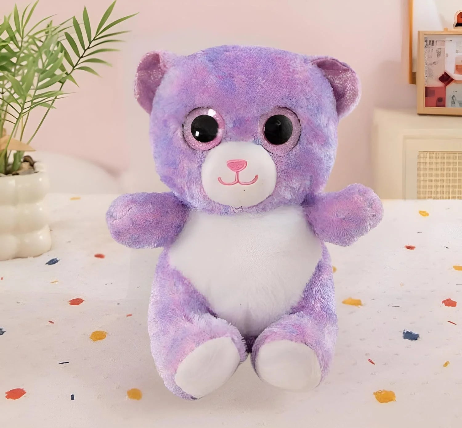 10638 Cute Teddy Glitter Eyes Soft Stuffed Plush Toy for Kids Boys & Girls Birthday Gift (Size: 20 cm Color: Purple)