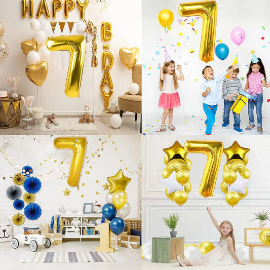 9046 ( 10 pcs) Number 7 Foil Gold Foil Balloon