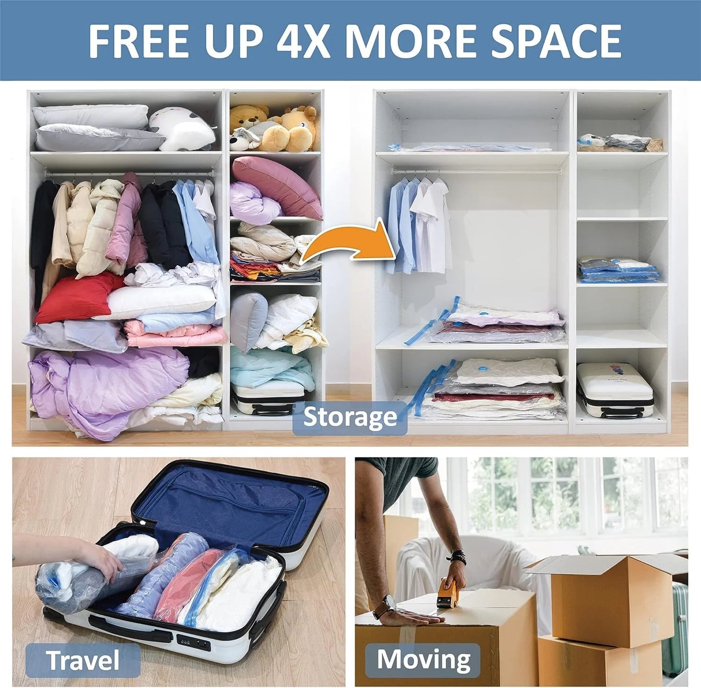 7140 Vacuum storage bags 5 bags and pump