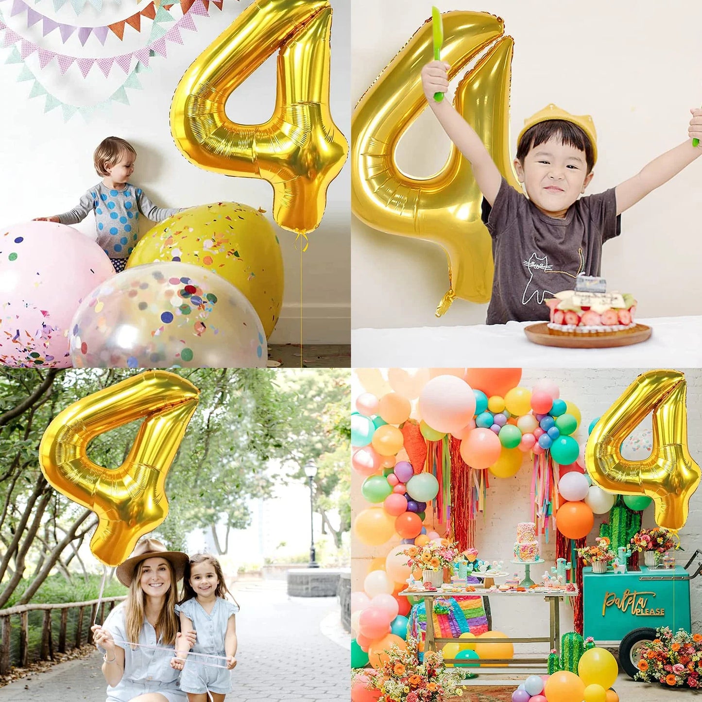 9042 (10 pcs) Number 4 Foil Gold Foil Balloon