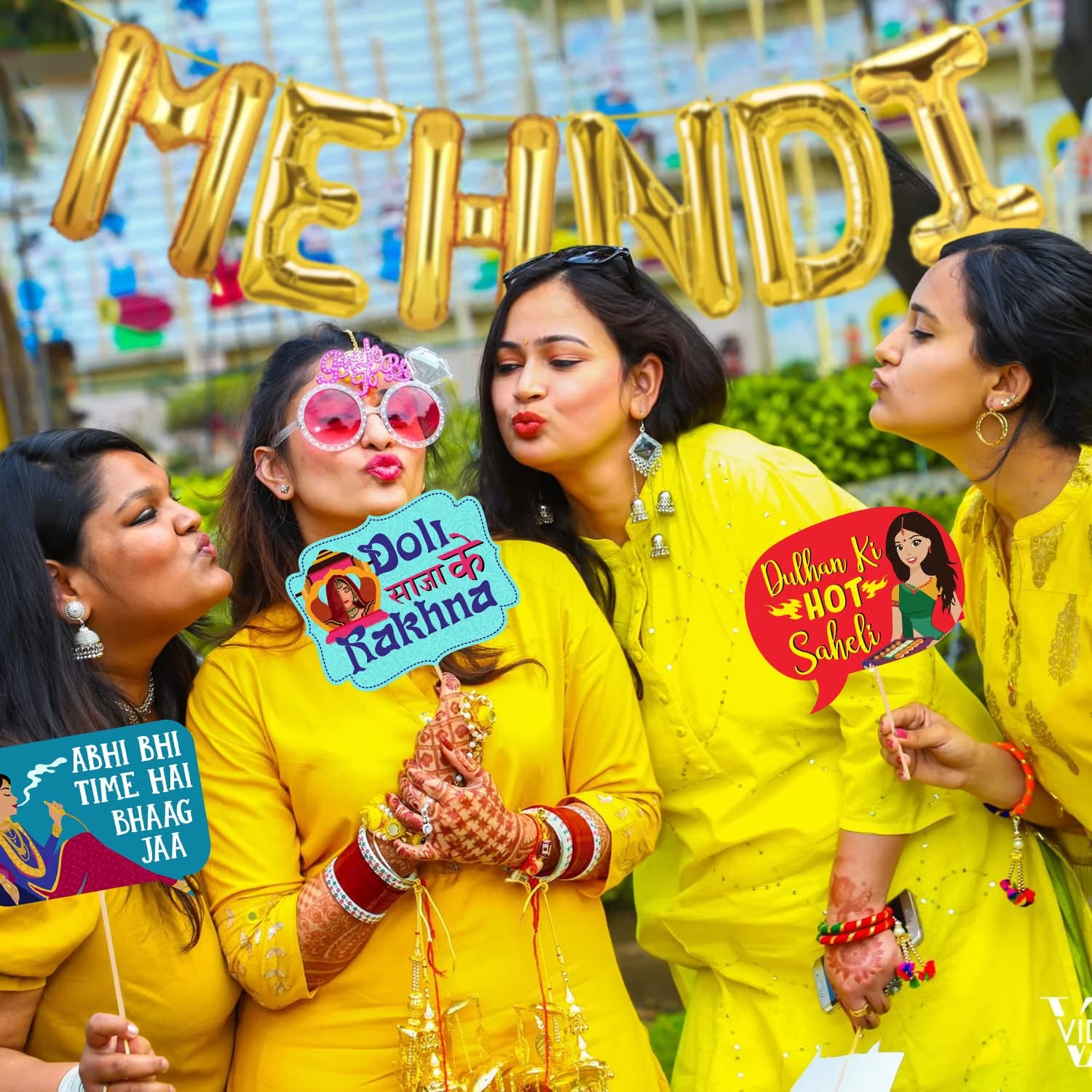 21260 CheersCo Golden MEHNDI Foil Letter Balloon Decoration for Mehndi Ceremony, Wedding Events, Haldi, Engagement Parties, Sangeet, and Pre-Wedding Functions for Boys and Gilrs_