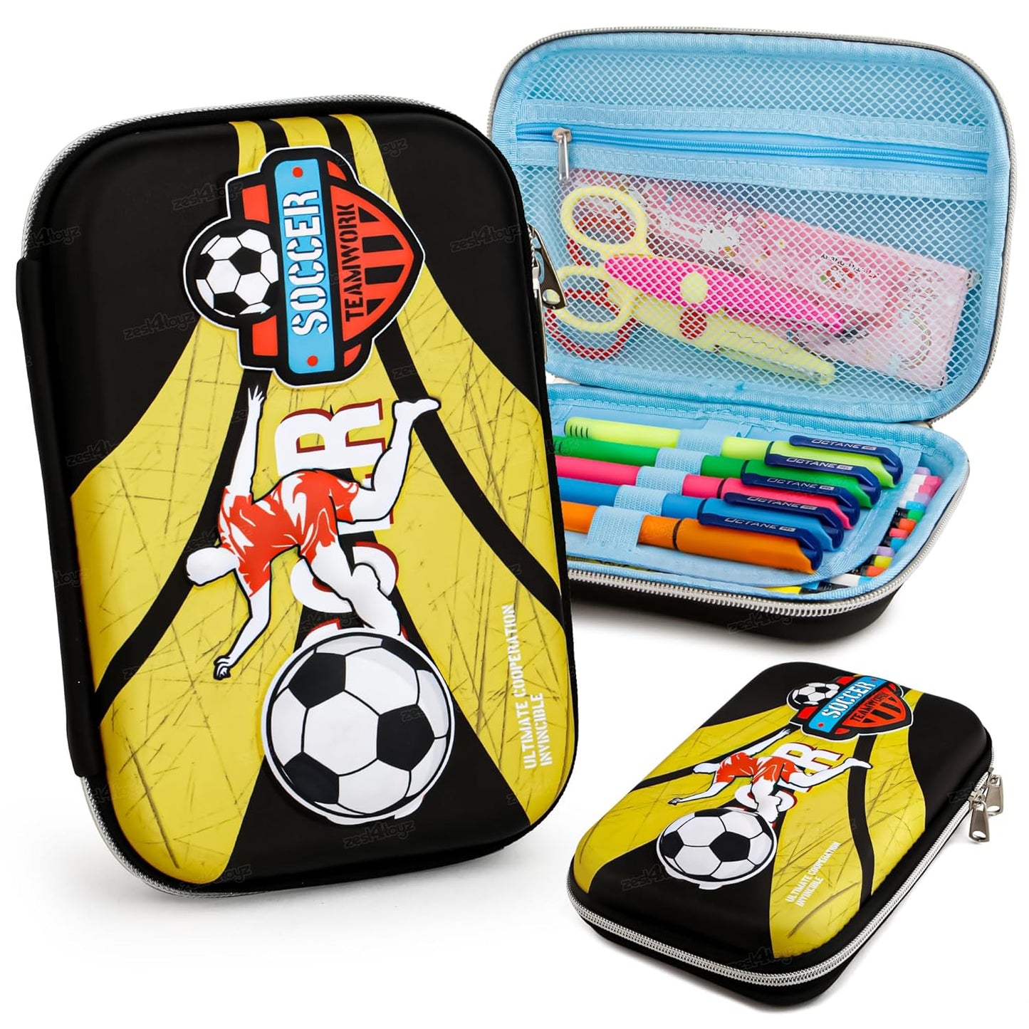 51098 Pencil Pouch for Kids Large Capacity Soccer Design Pencil Box Case for Boys {Random Design}