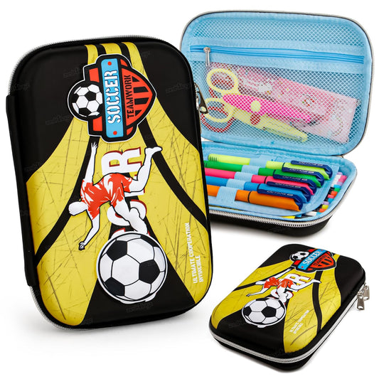 51098 Pencil Pouch for Kids Large Capacity Soccer Design Pencil Box Case for Boys {Random Design}