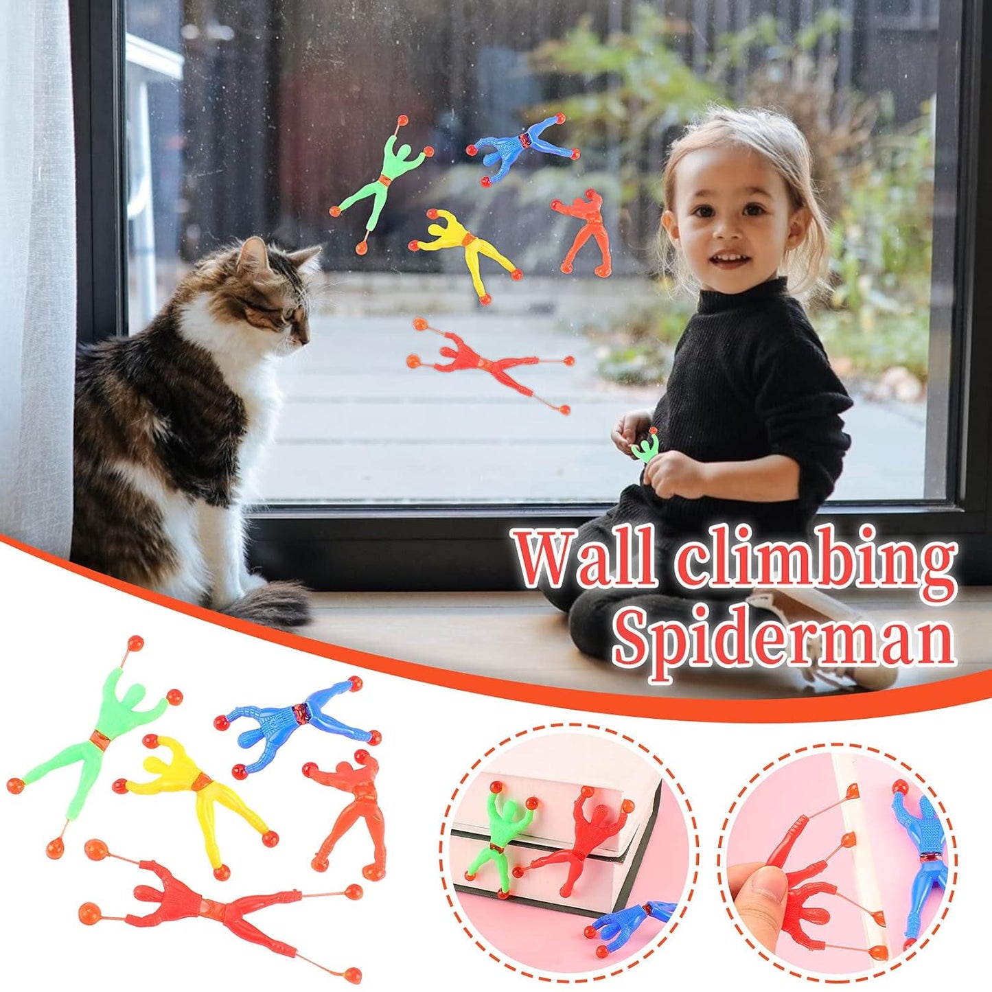 20493- 5 Pcs Sticky Wall Climbing Spiderman Rolling Men Tricky Toys for Party Favor Kids
