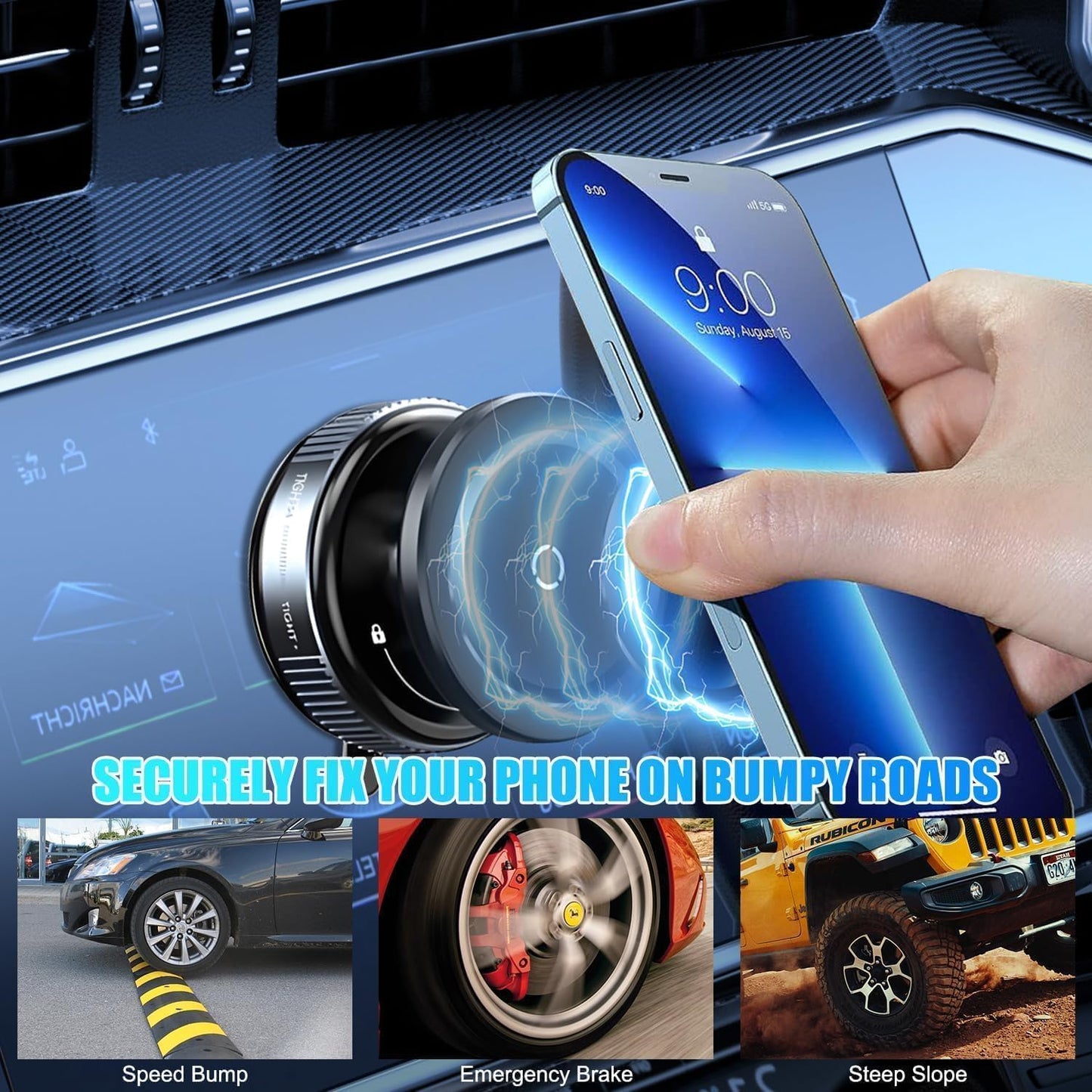 K009 Vaccum Magnetic Phones Holder 360°, Magnetic Car Phone Mount, Hands-Free Suction Cup Phones Holde