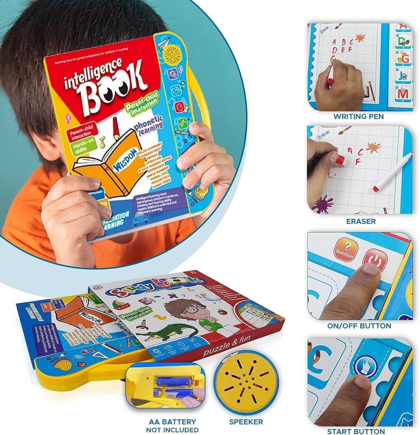 3101  Intelligence Book English Letters & Words Learning Sound Book, Fun Educational Toys, Activities with Numbers, Shapes, Animals Phonetic Learning Book