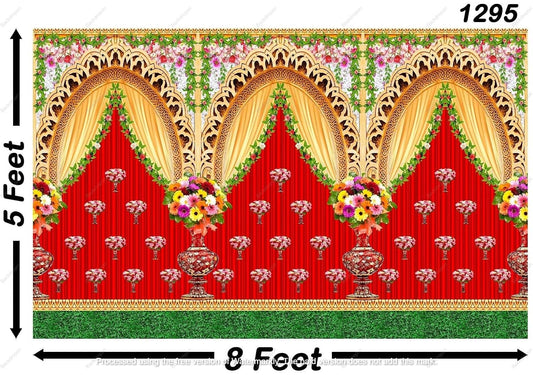 PJD-424 Flower Background Backdrop Curtain for Decoration Backdrop Cloth for Traditional/Background Curtain Cloth for Pooja/Festival Size 5 Feet Height and 8 Feet Width (5 * 8)