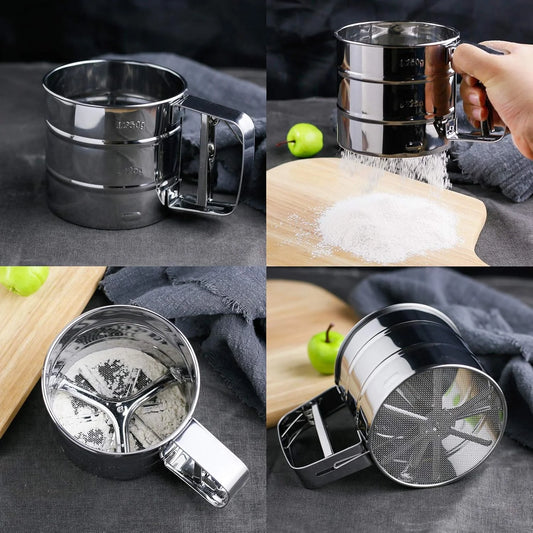11297 Steel Baking Flour Sifter – Fine Mesh Manual Sifter with Easy Grip Handle