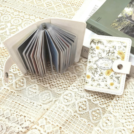 20202 Card Holder Wallet for Women, Floral Oil Painting Style Card Wallets, PVC Waterproof Slim Random Design