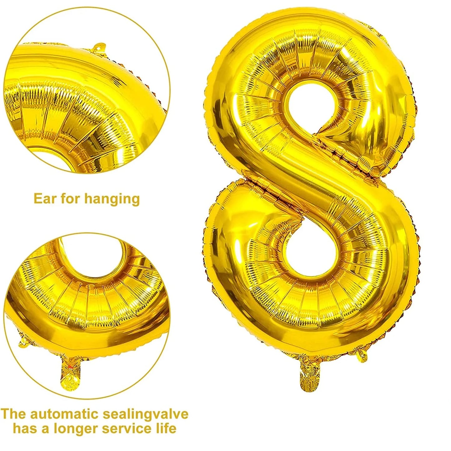 9047 (10pcs) Number 8 Foil Golden Balloon