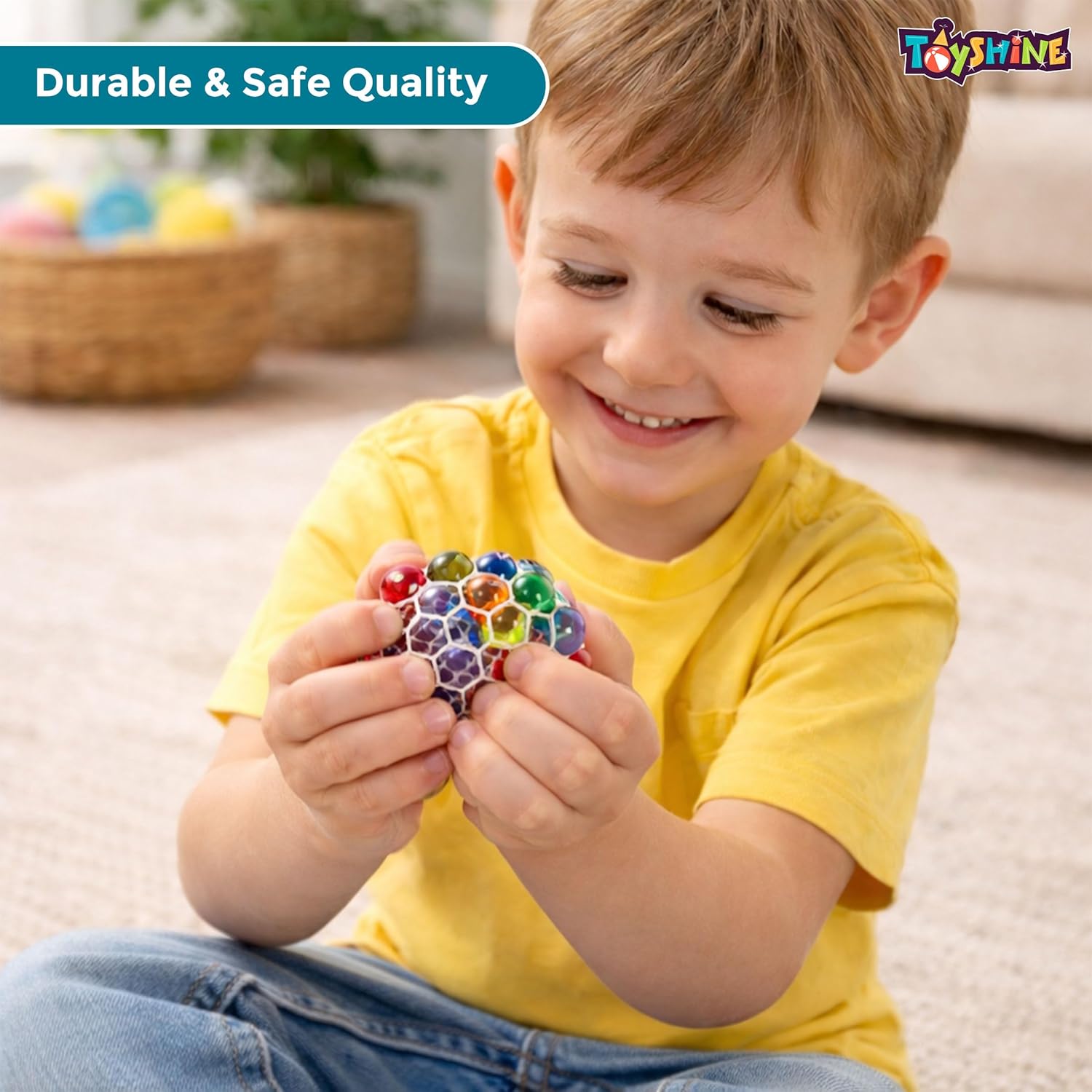 20876 Mesh Squishy Stress Ball for Kids - Squeeze Toy for Pressure Relief, Anti-Stress, Anti-Anxiety, Multicolor Magic Mesh Ball | Perfect Return Gift