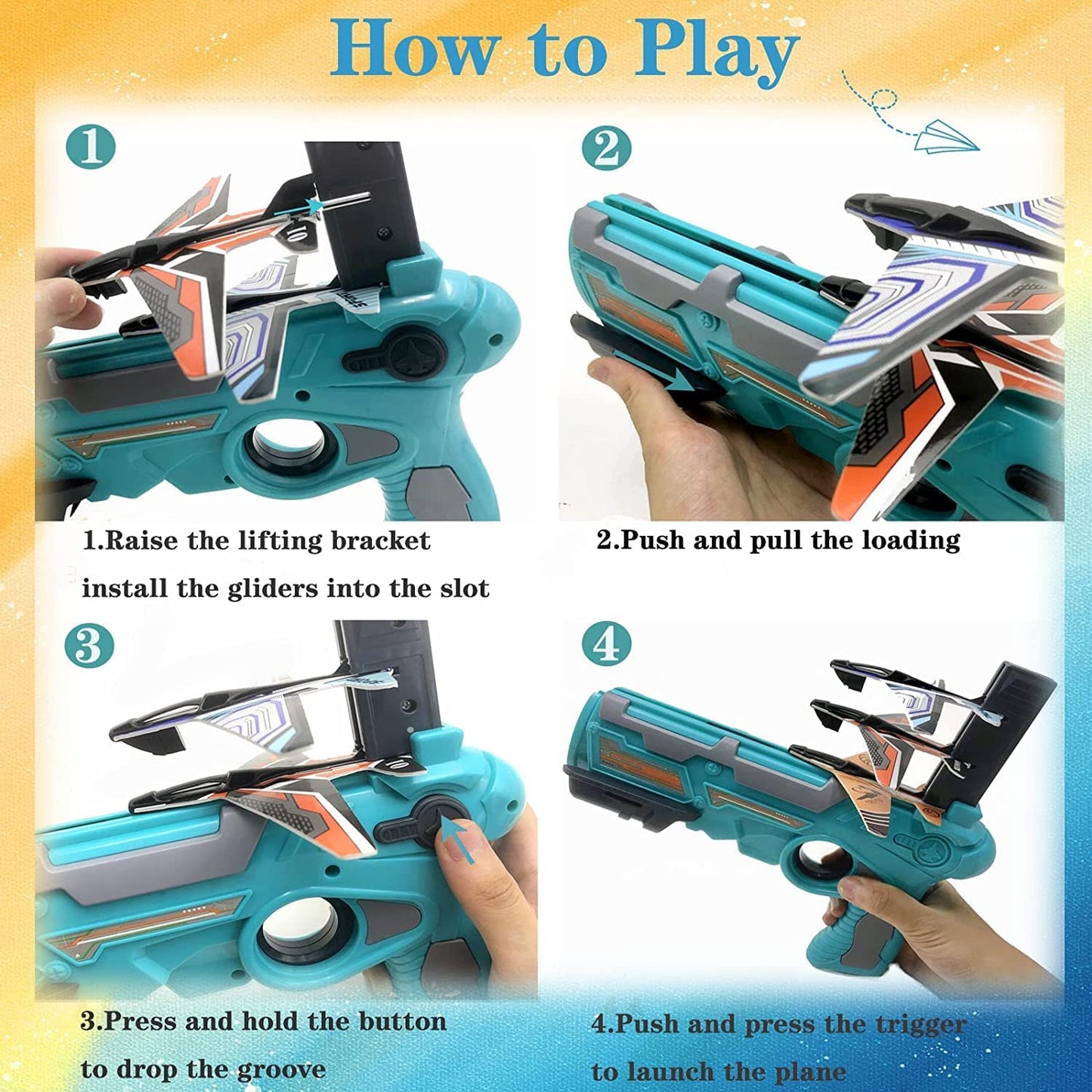 20521 Air Gun Toy with 4 Glider Aircraft Foam Bullets, Gun Toy Pistol for Boys Kids for Shooting | Best Gift for Boys Kids Children for Indoor & Outdoor Sports