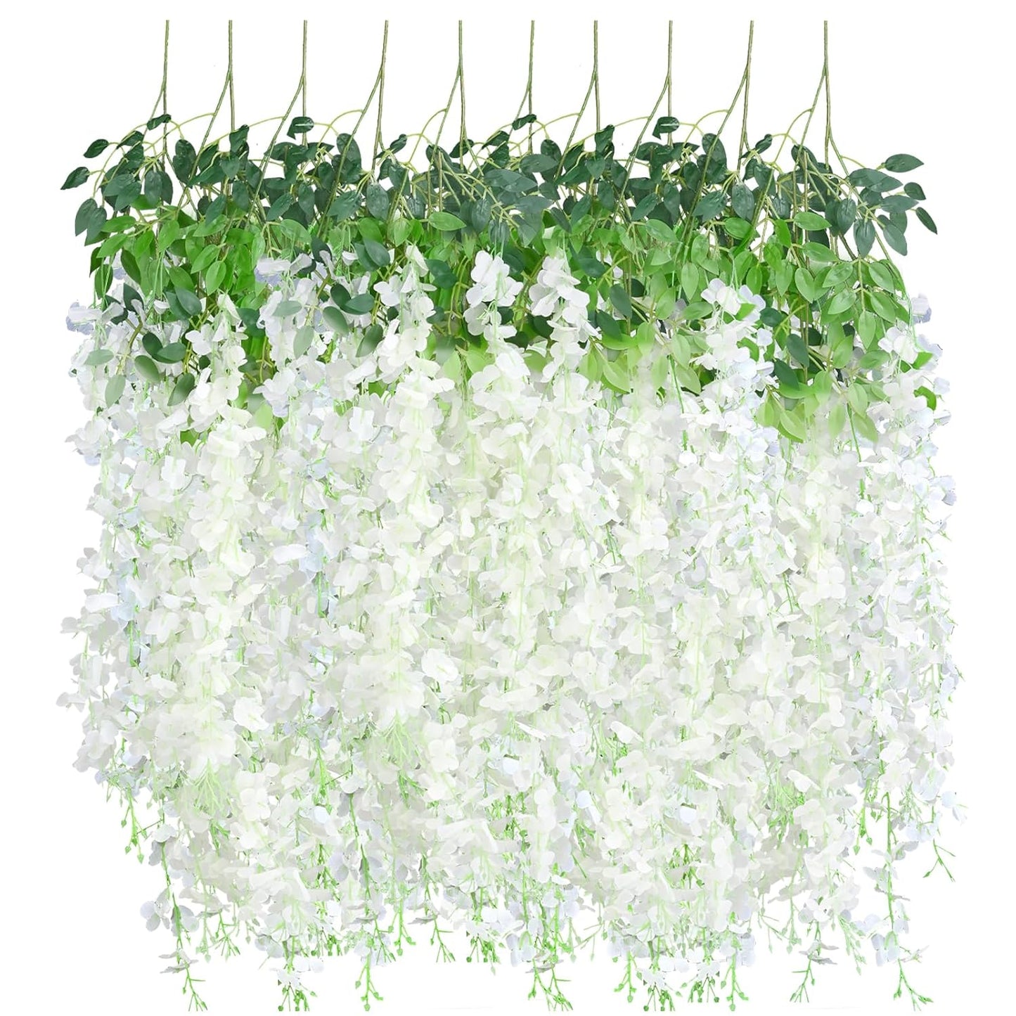 20966 (Pack of 12) Artificial Hanging Wisteria Flower Vines  (red, blue, white, purple, pink, green, yellow)