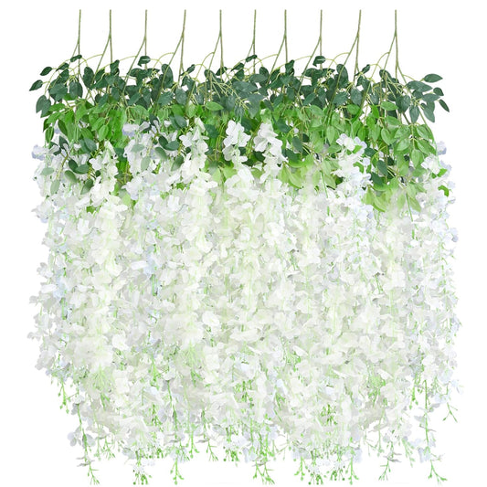 20966 (Pack of 12) Artificial Hanging Wisteria Flower Vines  (red, blue, white, purple, pink, green, yellow)
