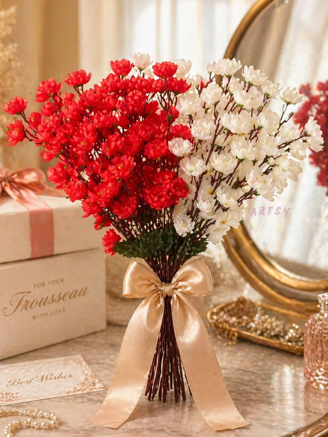21088 Artificial Flowers Cherry Blossom Flower Bunch (Muticolor)