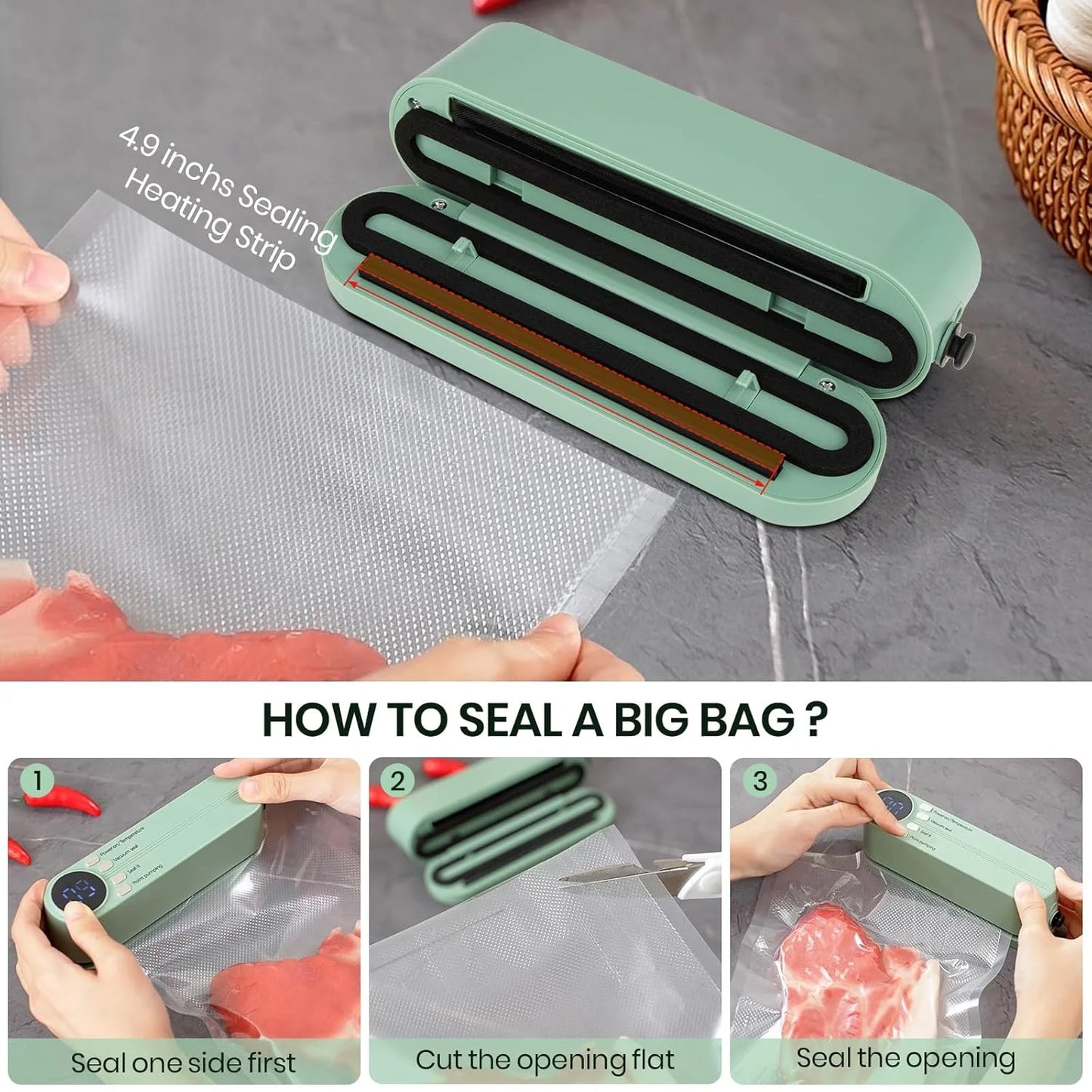 11264 Vacuum Sealer Machine for Packing 3-in-1 Cordless Portable Packaging Machine (Vacuum Sealer Machine)