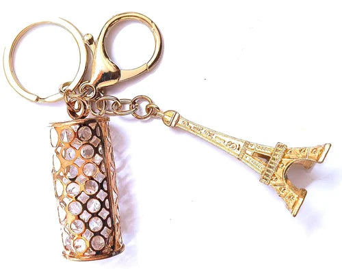 20022 Golden Eiffel Tower Keychain with Crystal Design Random Design