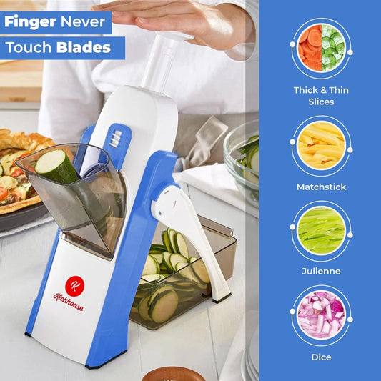 RH-688 Multifunctional Vegetable Slicer Shredder Dicer Chopper with Thickness Adjuster, 30+ Different Cutting Style